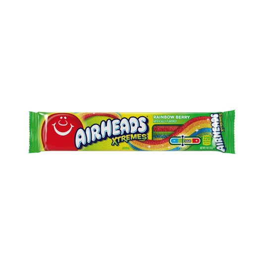 Airheads Xtreme Rainbow Berry Belts USA 57g Verpackung
Airheads Xtreme Rainbow Berry Belts saure Fruchtgummi Bänder
Airheads Xtreme Rainbow Berry Belts amerikanische Süßigkeiten
Airheads Rainbow Berry Belts Candy USA 57g Nahaufnahme
Airheads Xtreme Rainbow Berry Belts buntes Fruchtgummi Band