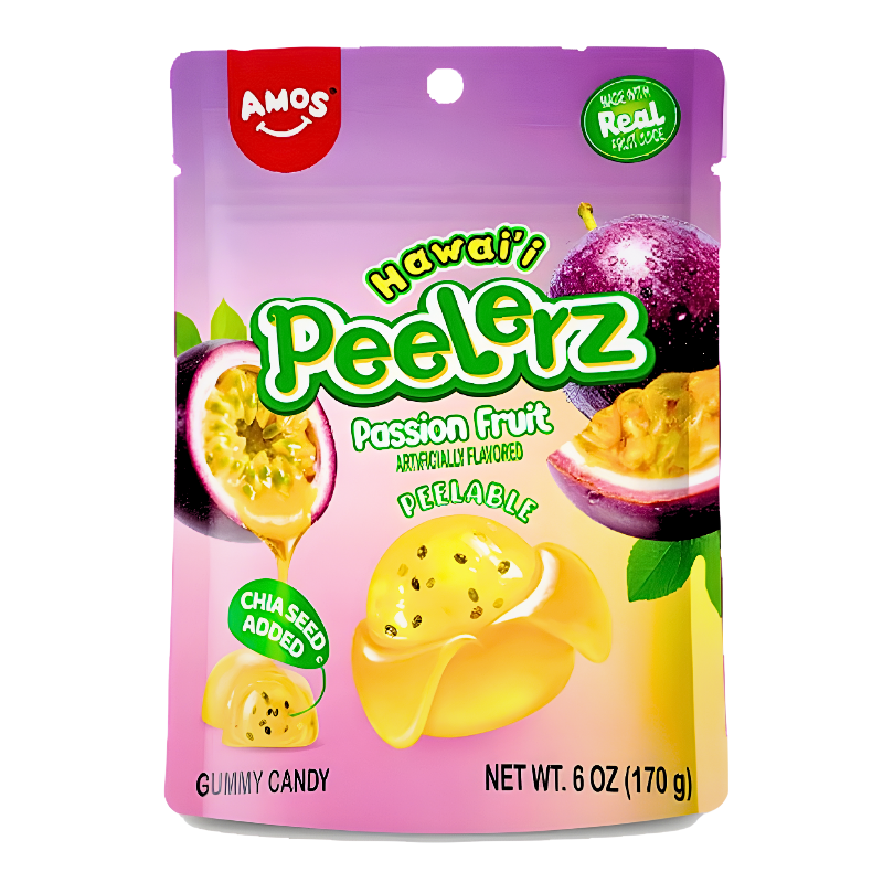 Amos Peelerz Passion Fruit 170g Verpackung
Amos Peelerz Passion Fruit Fruchtgummi zum Schälen
Amos Peelerz Passion Fruit Trend Candy 170g
Amos Peelerz Passion Fruit Fruchtgummi Nahaufnahme
Amos Peelerz Passion Fruit schälbare Fruchtgummis