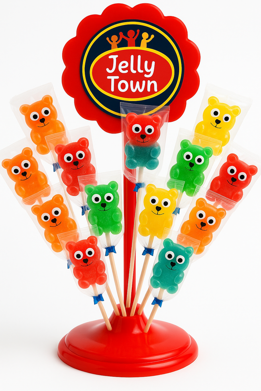Jelly Town Teddy Bear Shape Jellypop Stick 40g (1Stk)