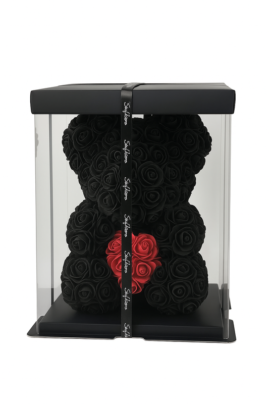 Rozen Teddybeer 25cm (zwart)