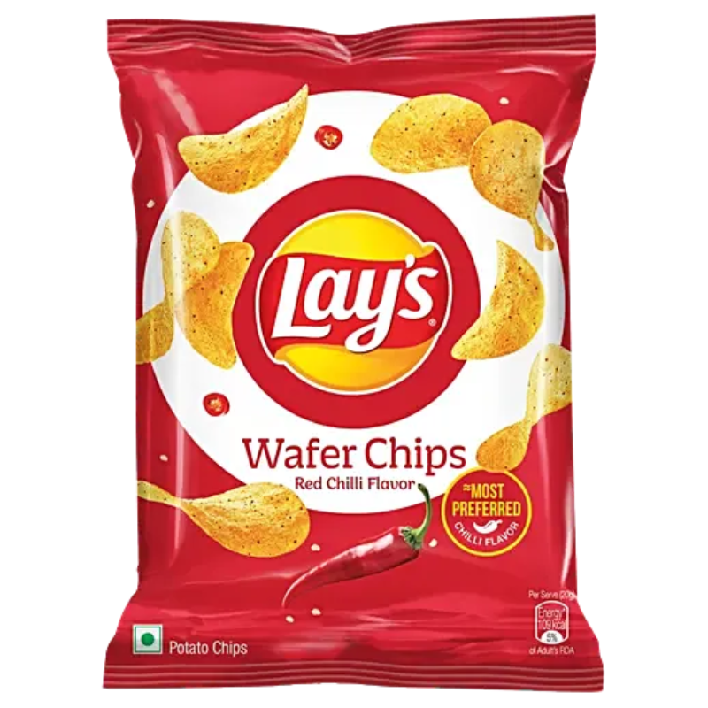 Lays Wafer Style Red Chili Flavour 53g Chips Verpackung
Lays Wafer Style Red Chili Chips 53g
Lays Red Chili Wafer Style Kartoffelchips Nahaufnahme
Lays Wafer Style Red Chili würzige Chips
Lays Wafer Style Red Chili Import Chips 53g