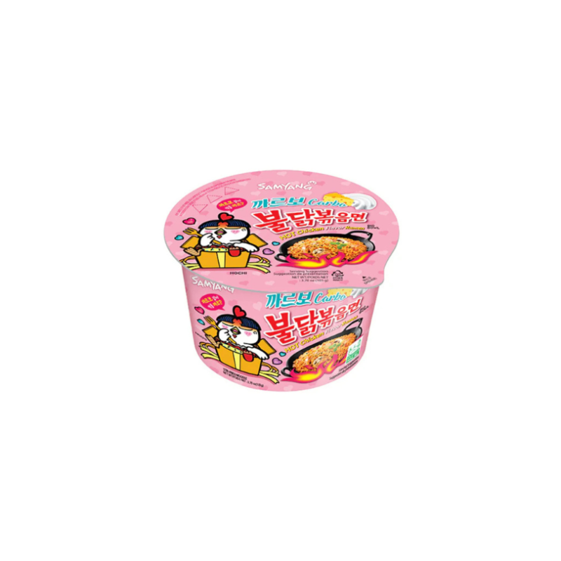 Samyang Buldak Ramen Bowl Hot Chicken Carbonara 105g Verpackung
Samyang Buldak Carbonara Ramen Bowl Korea
Samyang Buldak Hot Chicken Carbonara Instant Ramen
Samyang Buldak Carbonara scharfe koreanische Nudeln
Samyang Buldak Carbonara Ramen Bowl Vorderseite 🍜🔥