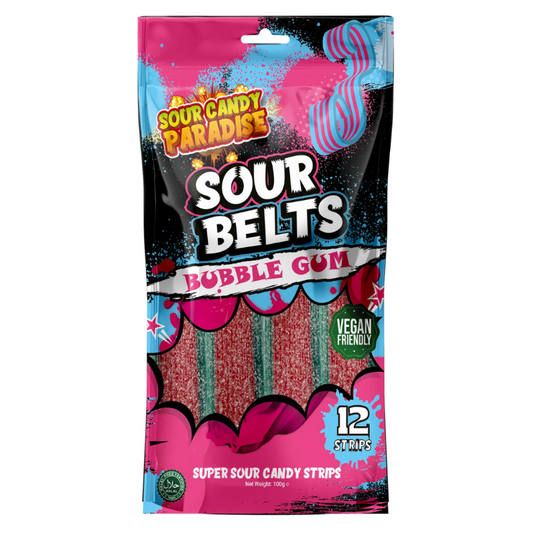Sour Candy Paradise Sour Belts Bubblegum 100g (10493582410062)