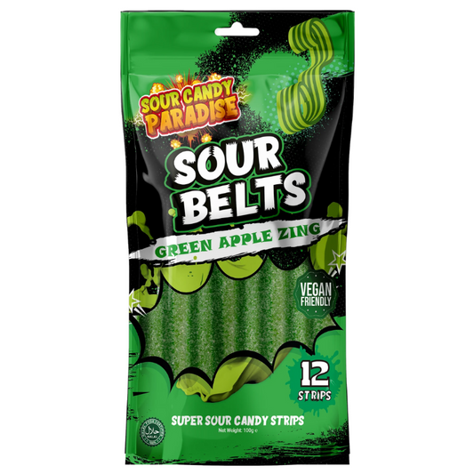Sour Candy Paradise Sour Belts Green Apple 100g (10493583196494)
