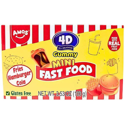 4D Amos Fruit Gummy Mini Fast Food Theatre Box 100g Verpackung

4D Amos Fruit Gummy Mini Fast Food Fruchtgummis Burger Pommes Hotdog

Amos 4D Fruit Gummy Mini Fast Food Candy 100g Nahaufnahme

4D Amos Fruit Gummy Mini Fast Food Süßigkeiten in Fast Food Formen