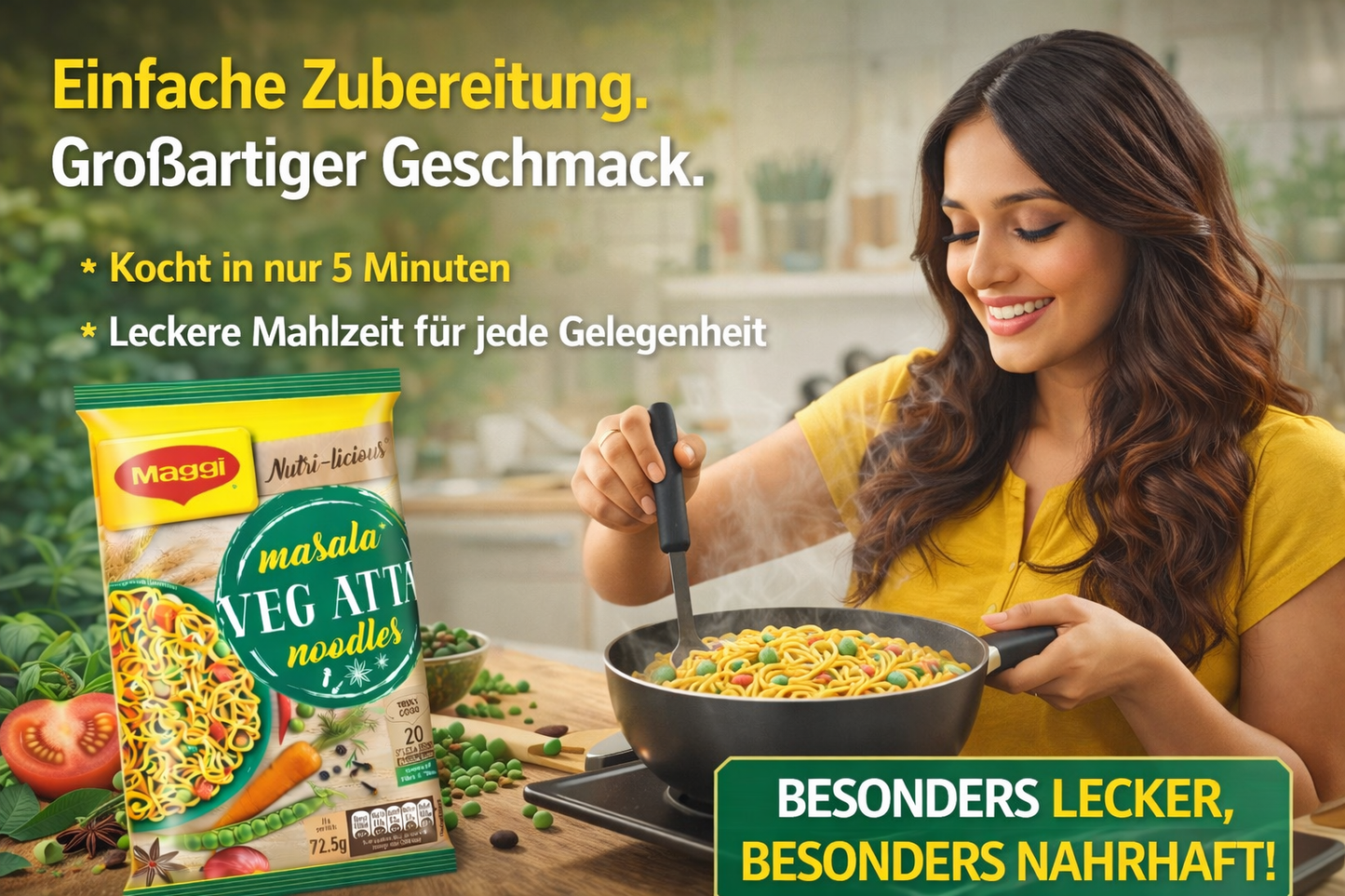 5Stk Maggi Masala Veg Atta Nudeln 375g