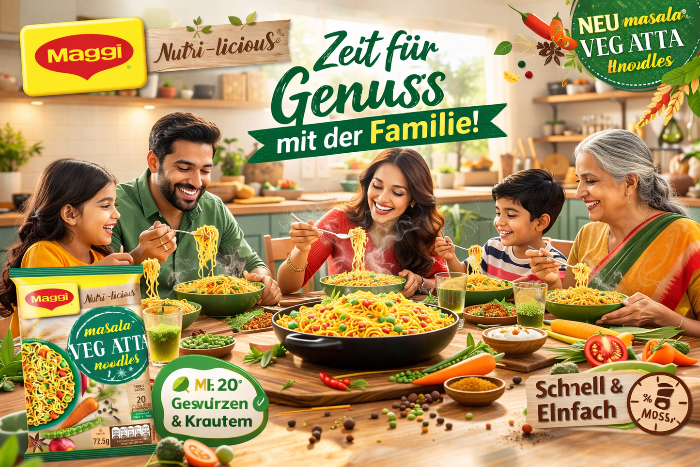 5Stk Maggi Masala Veg Atta Nudeln 375g