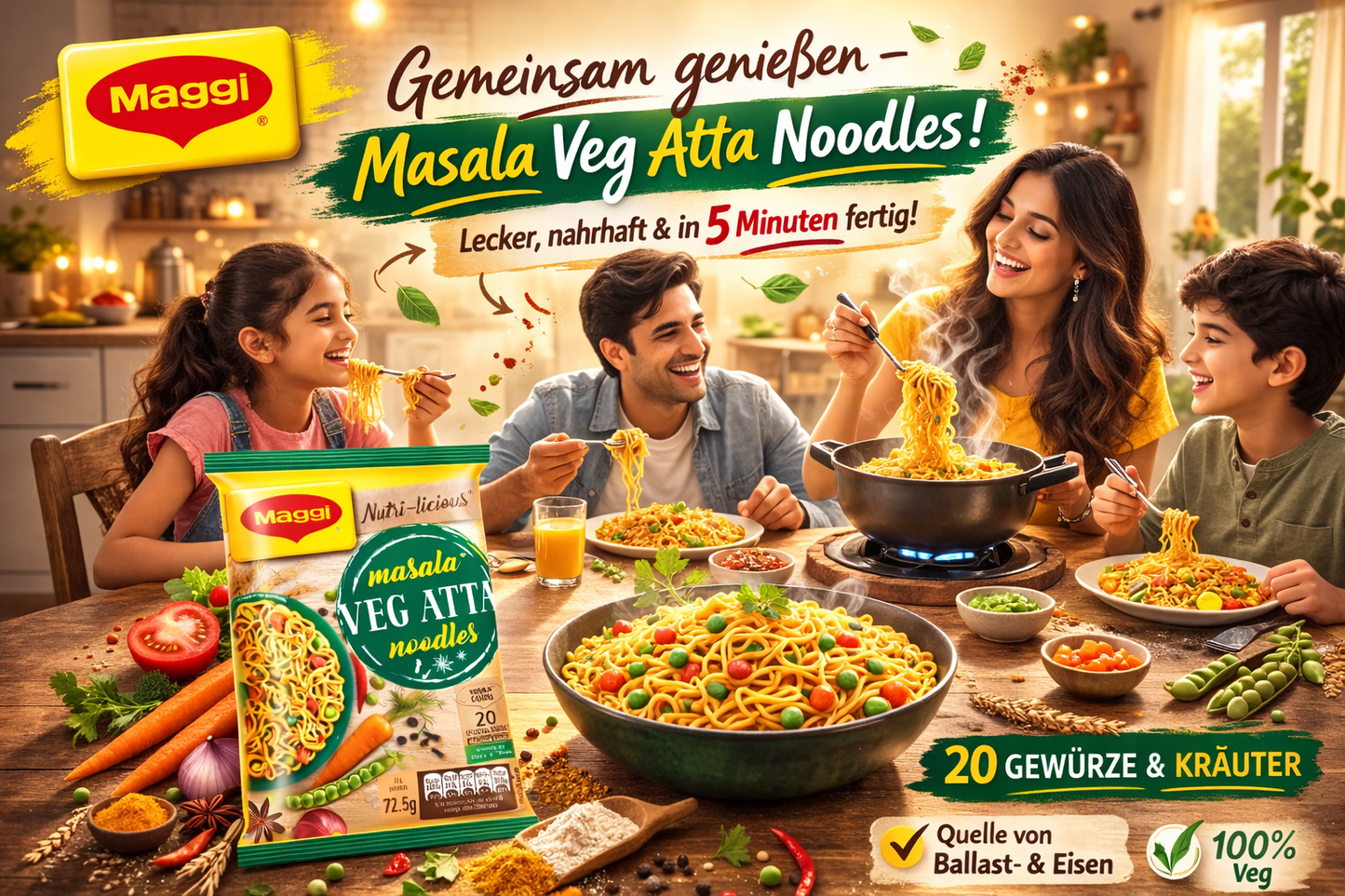 5Stk Maggi Masala Veg Atta Nudeln 375g