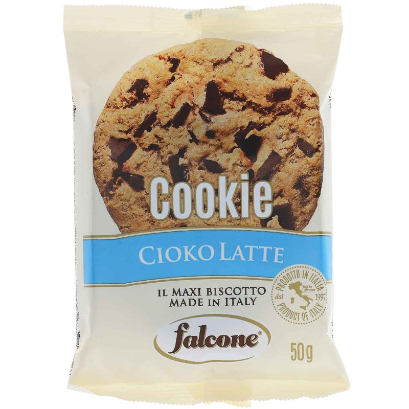 Falcone American Cookies Cioko Latte 50g Verpackung Cookie mit Milchschokolade

Falcone Cioko Latte American Cookie 50g italienischer Schokoladen Cookie Snack

Falcone American Cookies Cioko Latte knuspriger Cookie mit Milchschokolade

Falcone Cioko Latte Cookie 50g American Style Keks mit Schokoladenstücken

Falcone American Cookies Cioko Latte Packung süßer Keks Snack mit Milchschokolade