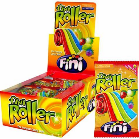 Fini Roller Fizz Fantasy Flavour 20g Fruchtband kaufen
Fini Roller saures Fruchtband zum Abrollen
Fini Fizz Roller Candy sauer fruchtig Snack
Fruchtband Roller süß sauer 20g kaufen