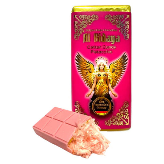 Al Bidaya Cotton Candy Pistacchio Belgian Ruby Chocolate 85g MHD: 12. 2025 (abgelaufen)